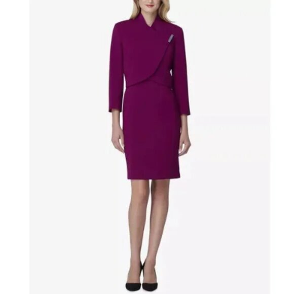 Tahari ASL Jackets & Blazers - Tahari ASL Women's Asymmetric Envelope-Collar Lined Wrap Jacket Magenta 6 NWT